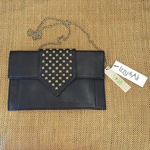Navy Gold Studded Clutch/Shoulder/Cross body purse